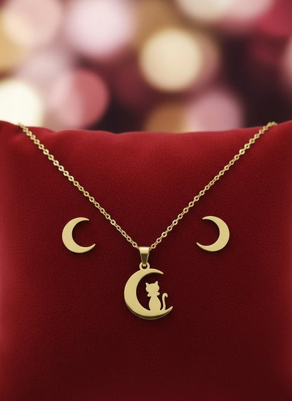 Set Collar y Aretes de Gato